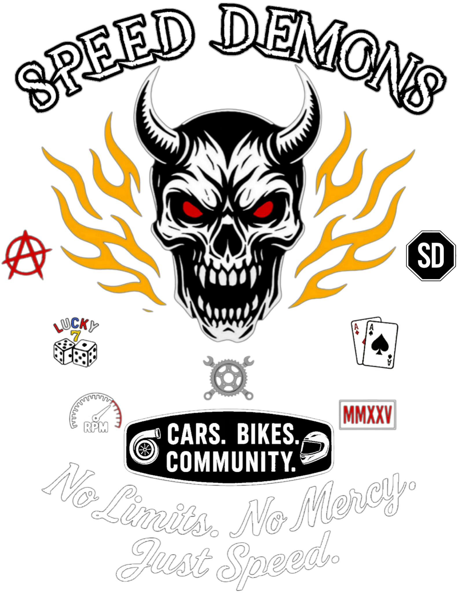 Bikers and sports cars riding in formation